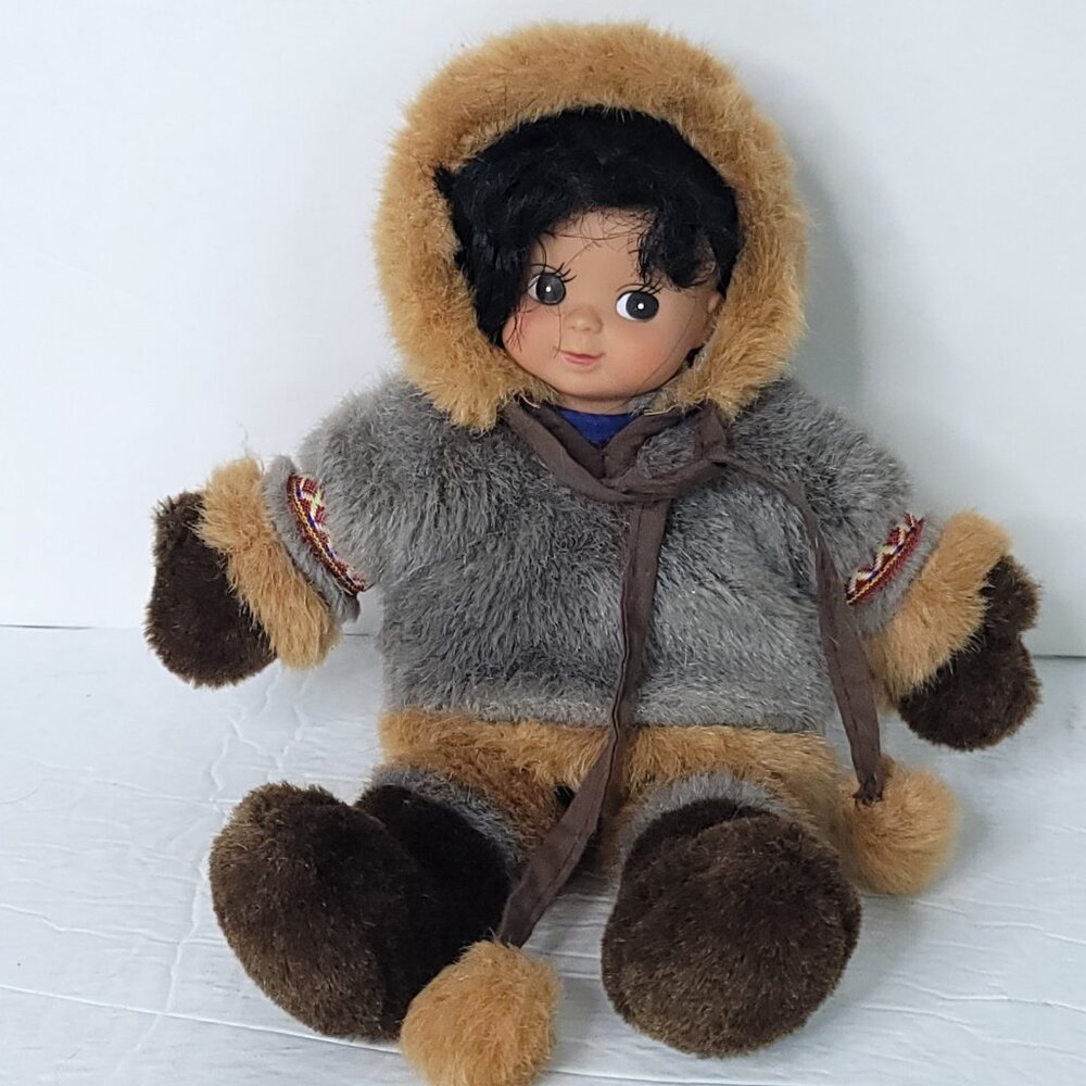 Arctic Circle Alaskan Eskimo Girl Doll Beanbag Stuffed Toy 9" Removable Coat